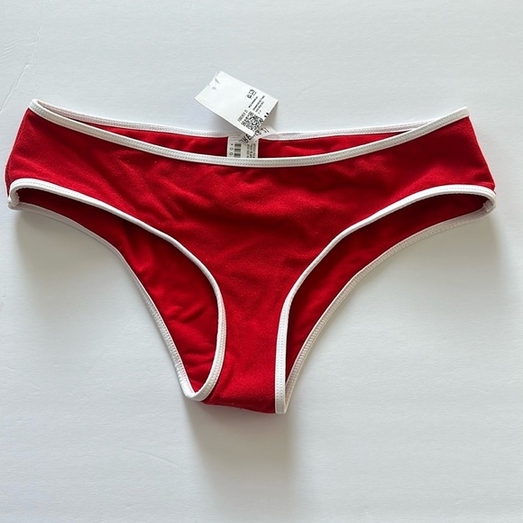 NWT Forever 21 Terry Cloth Red Bikini Bottom Sz M - Picture 1 of 3